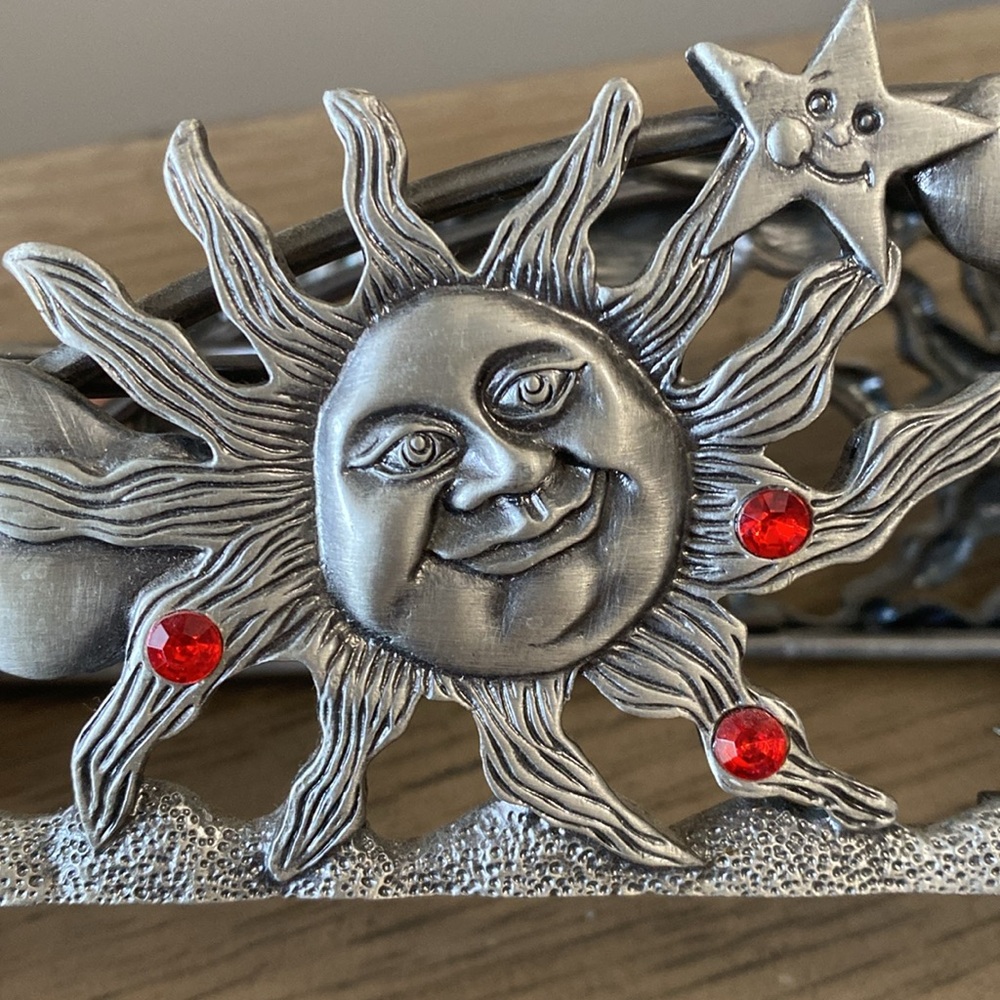 Vintage Spoontiques Pewter Metal 3 Votive Candle Holder Sun / Moon / Stars - Picture 4 of 8